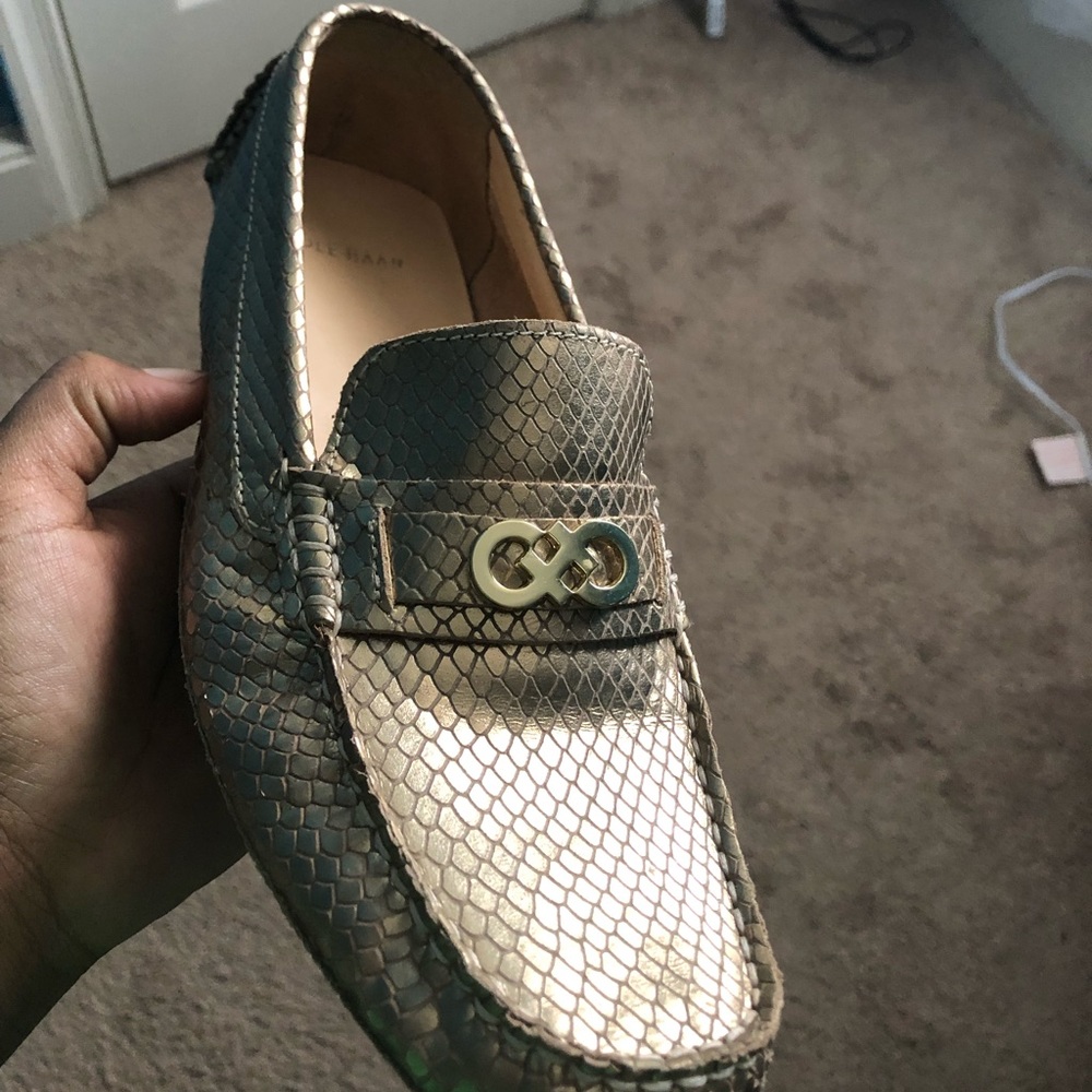 Gold cole haan loafers